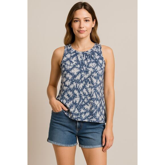 Boho Coastal Blue Tie-Dye Sleeveless Tank Top Michael Kors Women’s Large - Picture 1 of 5
